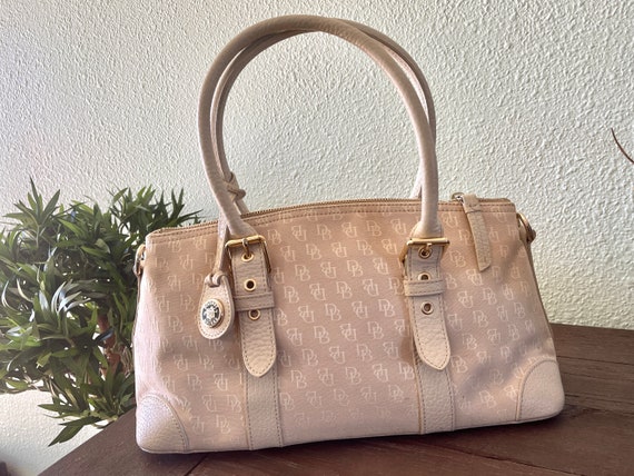 Small Pink Blush Signature Monogrammed Leather Boston Bag