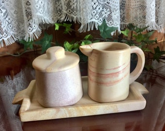 Milchkännchen Deckelzuckerschüssel Set Speckstein Dressing Dish Ethnic Kitchen
