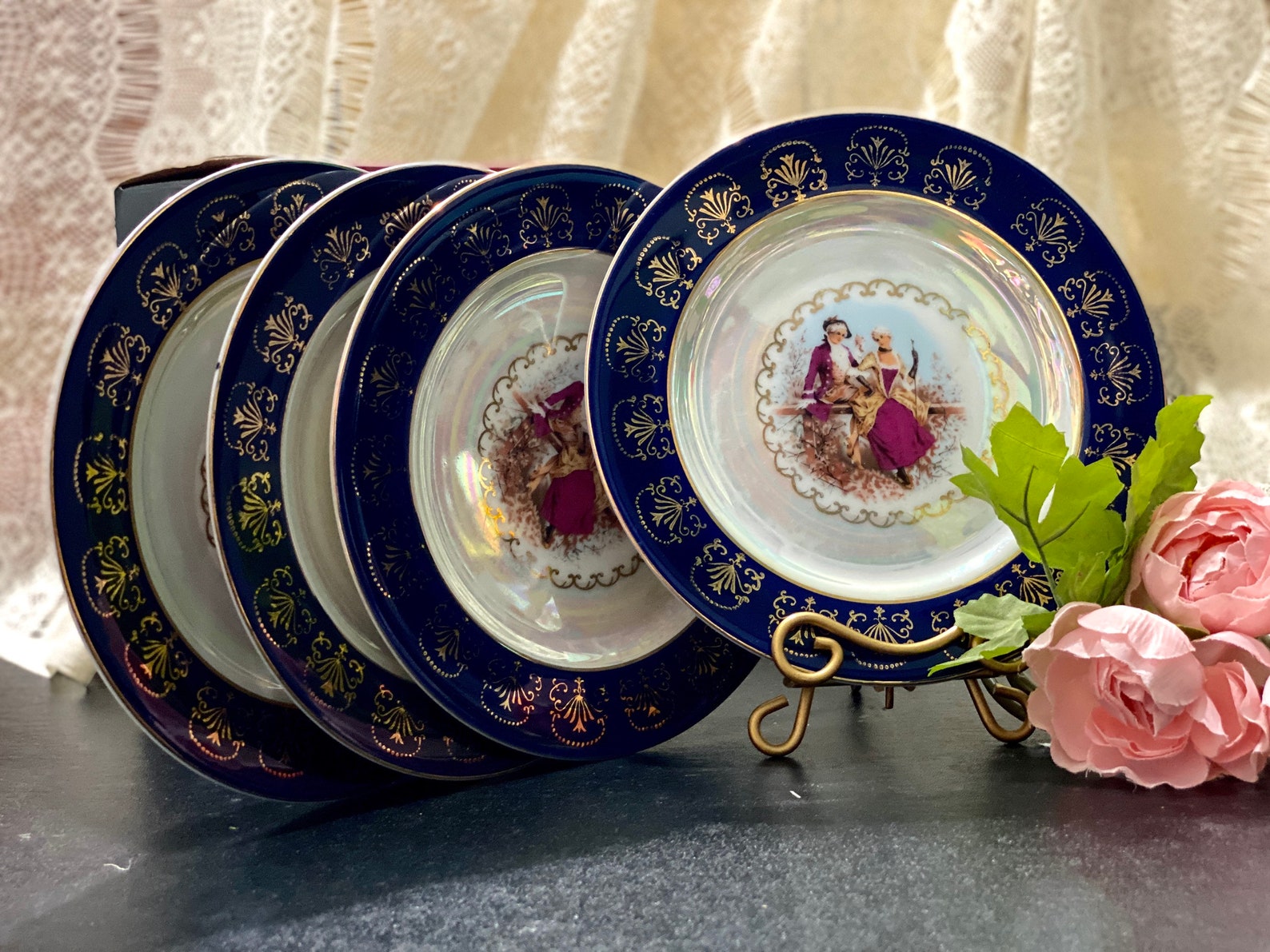 Victorian Dinner Plates Serving Tray Porcelain Platter Couple Etsy