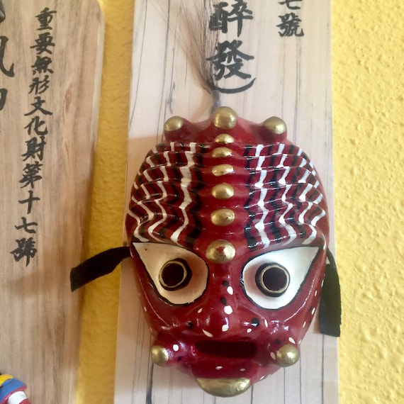 Korean Bongsan Drama Dance Mask Wall Plaque Talchum Ethnic Face