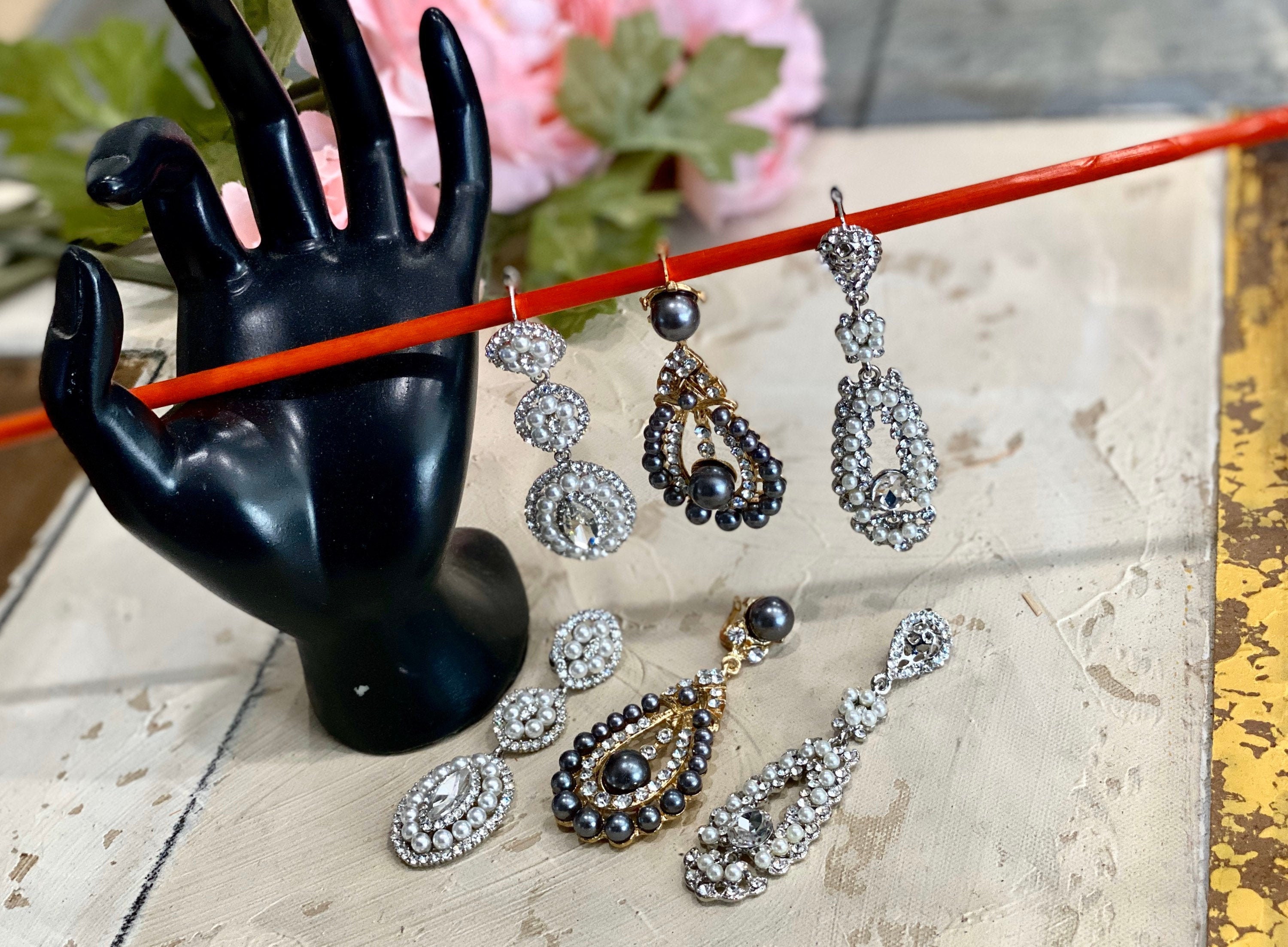 Pendientes de perla colgante novia - Etsy