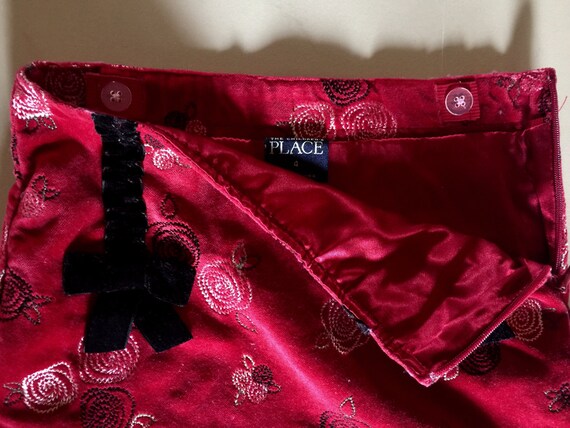 Red Roses Velvet Embroidered Skirt Valentine Blac… - image 3