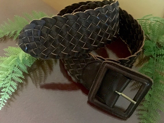 Woven Braided Leather Belt Linea Pelle Wide Tan Handmade  display picture 1