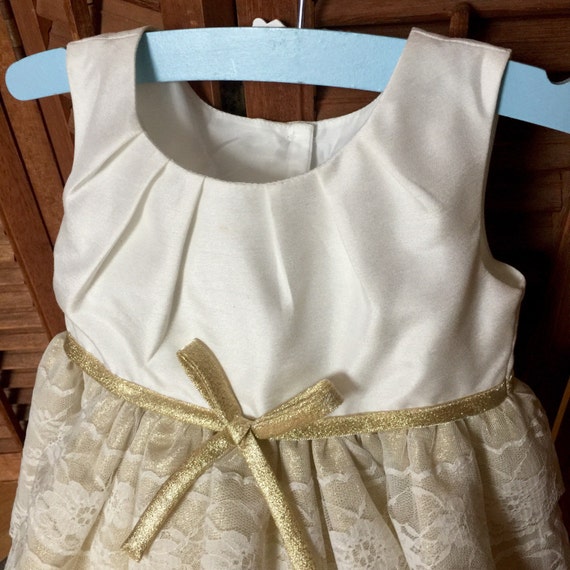 Gold Shimmery Lace Baby Dress Baptism Gown Toddle… - image 3