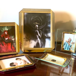 Espejo marco de imagen retrato oro retro mesa 8x10 pantalla de fotos 5x7 obras de arte 3x5 metal de la habitación de la familia decoración Dresser novia novio memoria