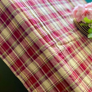 Roter Schottenkaro Stoff Läufer Tischdecke Baumwolle Leinen Küche Retro Party kariert Textil Beige Kleid Nähen Fenster Dekor Herbst