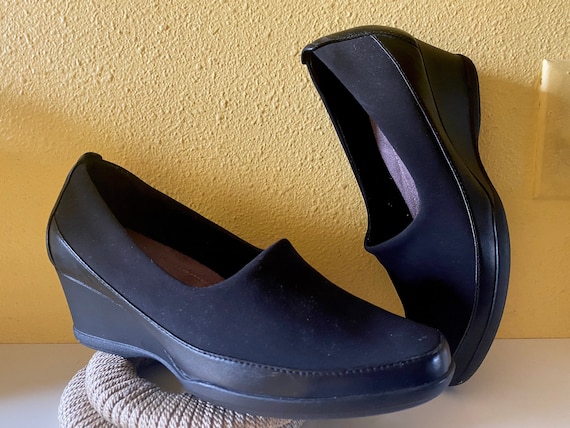 Black Wedges Clarks Shoes Comfort Ortho Avant Gard