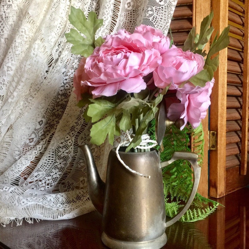 Brass Teapot Heavy Tea Kettle Rustic Metal Pitcher Hinged Lid Etsy