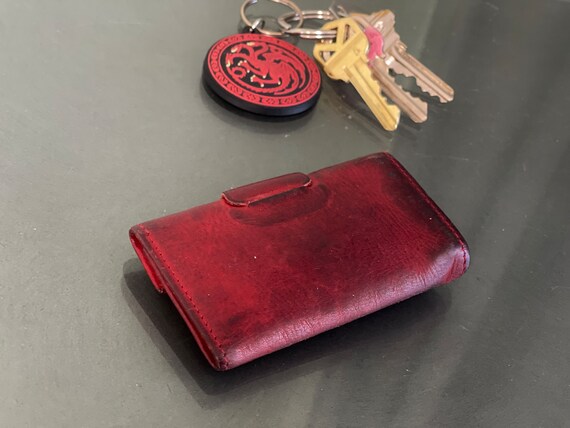 Red Caribou Hide Leather Key Pouch Wallet Brown C… - image 7