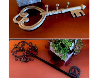Castle Key Wall Art French Skeleton Rustic Metal Large Key Rack Coat Hanging Hooks Entryway Victorian Decor Gothic Home Shabby Chic Bathroom