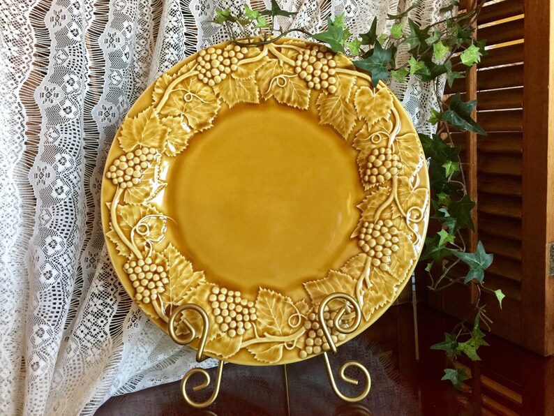 Druiven majolica schotel geel grote voorgerecht etsy