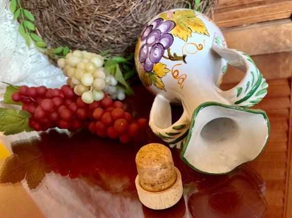 イタリア産ブドウワイン陶器水差し セラミックオイルデカンタ ハンドル