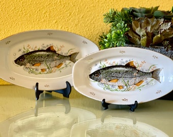 USSR Latvia Fish Platter Oval Serving Dish Nautical Kitchen Display Beach Wedding Centerpiece Table Coastal Ocean Art Plate RPR Porcelain