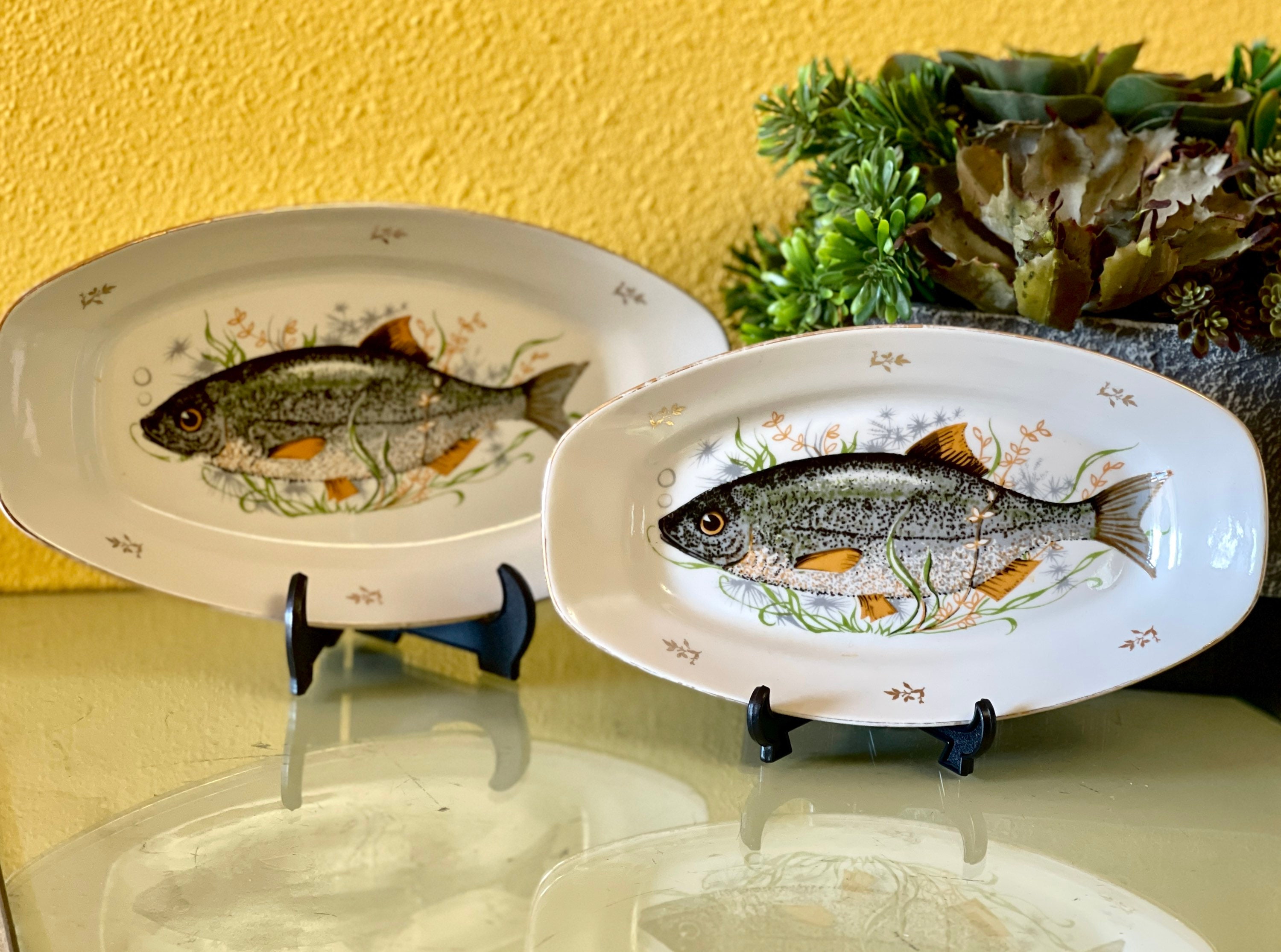 USSR Latvia Fish Platter Oval Serving Dish Nautical Kitchen