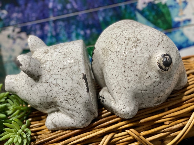 Pig Bookend Ceramic Statue Farmhouse Kitchen Decor Tabletop Etsy