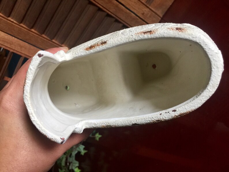Ceramic Shoe Planter Victorian Succulent Garden Decor Rustic Baroque Ivory Vase Vessel Outdoor Floral Arrangement Party Large Centerpiece