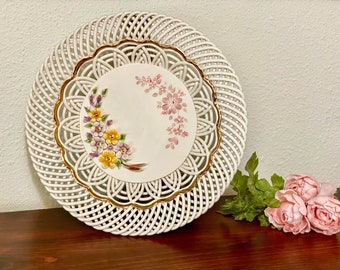 Floral Capodimonte Wall Art Plate Reticulated Porcelain Basket Woven Garden Gilded Lace Italian Style Kitchen Decor Dish Wedding Centerpiece