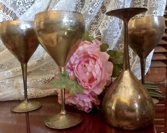 Kelch Wein Kelche Silber Platte Leonard E.P.N.S. Herzliche Footed Vintage Champagner viktorianische Hochzeit Braut Bräutigam Toast Stem Metall Trinkgefäße