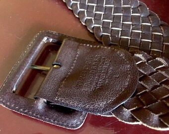 Woven Braided Leather Belt Linea Pelle Wide Tan Handmade  display picture 1