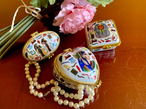 Ancient Egyptian Royalty Ceramic Trinket Box Nefertari Isis Etsy