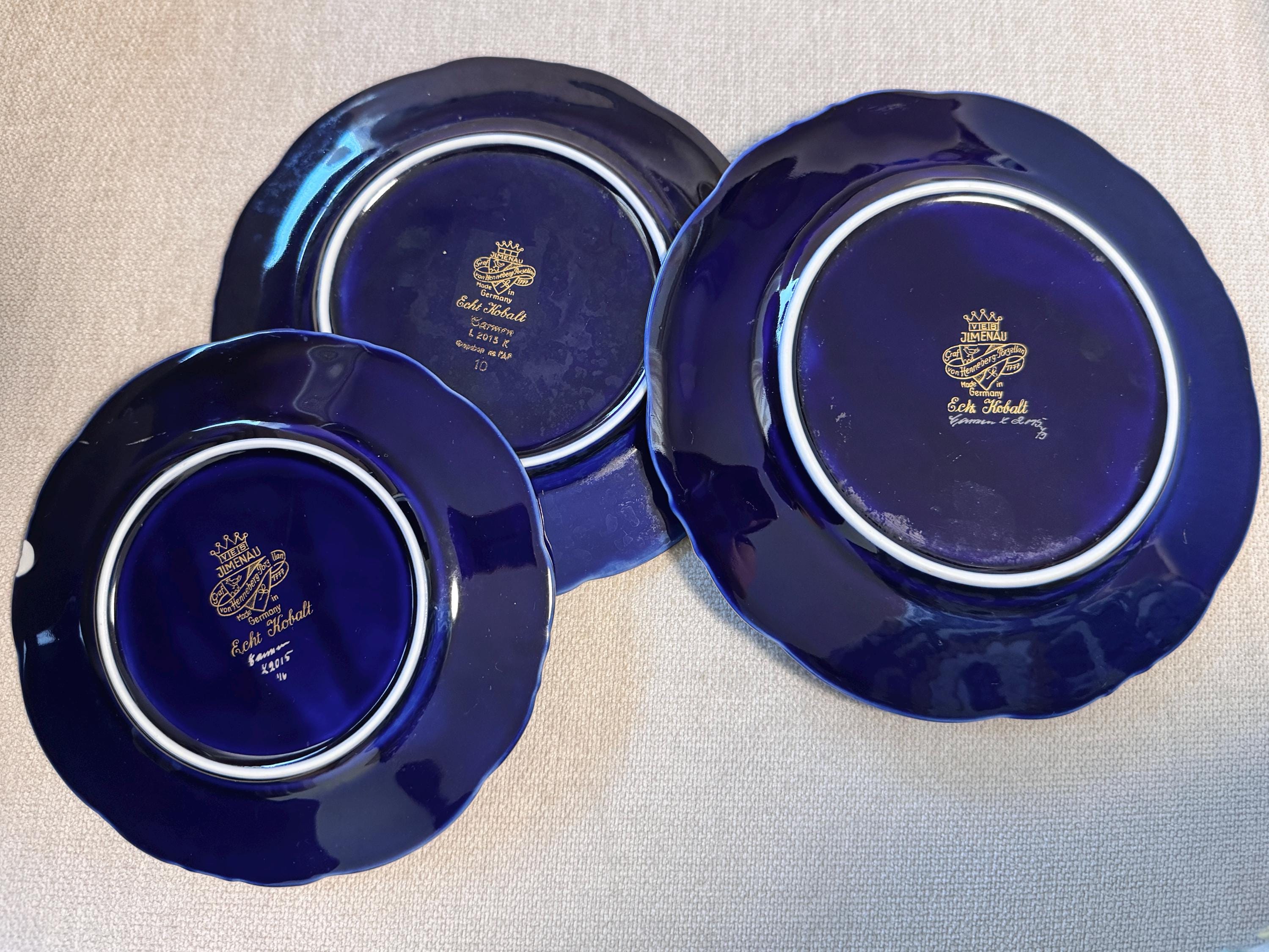 Echt Kobalt Germany Floral Plates Cobalt Blue Victorian Bouquet