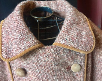 Kids Retro Coat Sanyo Japan Brown Pink Swing 1940s 1960s Kids Retro Coat Sanyo Japan Brown Pink Swing 1940s 1960s