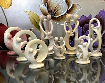 Family Embrace Sculpture Stone Art People Bond Soapstone Circle of