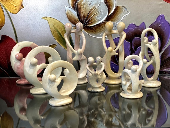 Family Embrace Sculpture Stone Art People Bond Soapstone Circle of