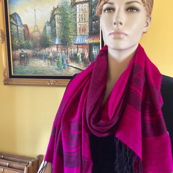 Purple Scarf Pashmina USA Shawl Silk Magenta Long Fringed America Fourth of  July Evening Dress Wrap Cover up Independence Day Gift Patriotic - Etsy UK