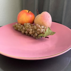 Rosa Keramik Servierplatte Runde Große Vorspeisen Teller Dessert Retro Servieren Tablett Midcentury Party Snack Obst Hochzeit Brautdusche Geschenk