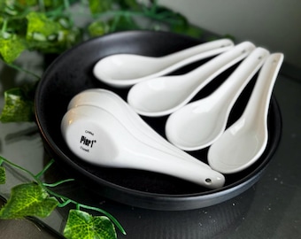 Juego de cucharas de cerámica blanca para sopa, cuchara para servir arroz asiático, cuchara para sopa, dumpling, porcelana china, wonton, cucharas japonesas, cuchara para servir miso, cocina asiática