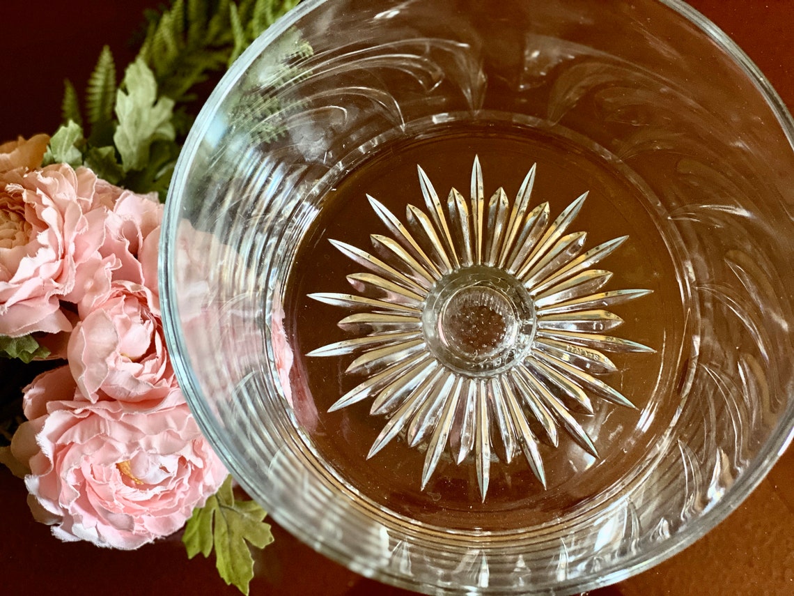 Italy Clear Glass Footed Trifle Bowl Punch Large Compote Vase Etsy
