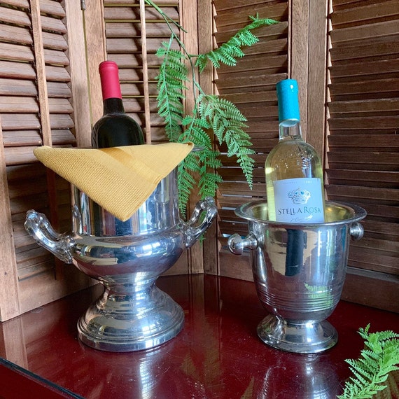 Wine Cooler~ Bar Beautiful Detailing !! Silver Plated~ Ice Bucket~ Champagne