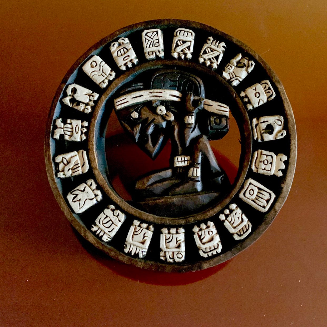 Mayan Solar Calendar Haab Carved Wood Wall Art Aztec Sun Etsy