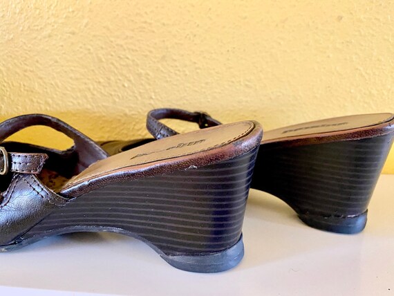 Rustic Brown Wedge Shoes 1990s Unlisted 