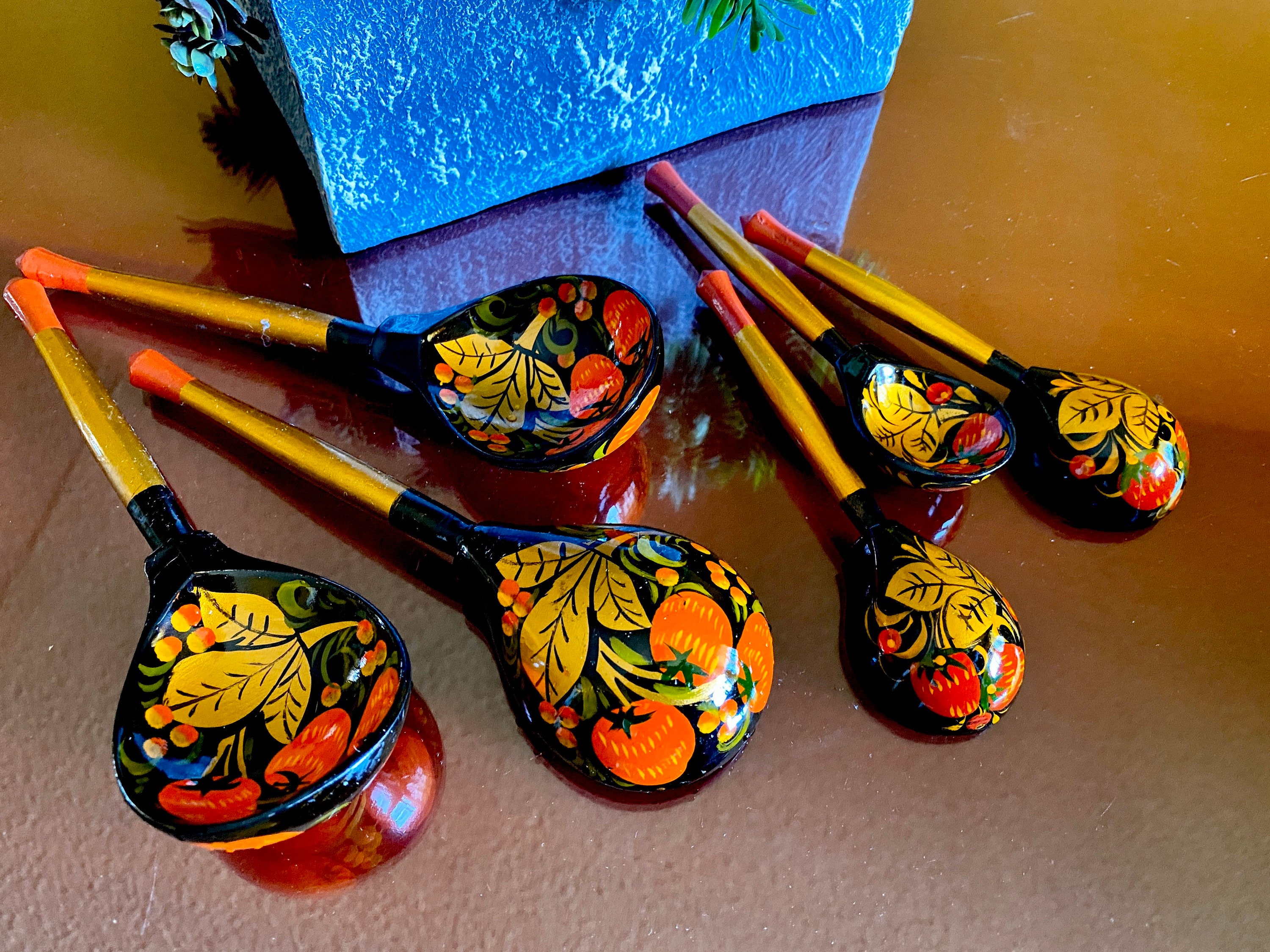 Community Spoon Clockwork ラップコア ミクスチャー Khokhloma Russian Wooden Spoon Strawberry Decorative Traditional