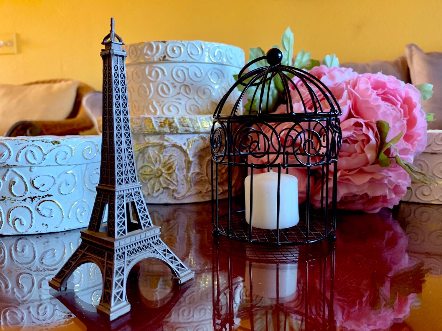 Curated visual reference: Visual Reference: Paris Eiffel Tower Bird Cage Lantern Decor Guest Signing Book