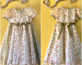 Pastel Flower Girl Dress Formal Easter Garden Fairy Christening Birthday 14 Evening Special Occasion Bridal Sage Organza Gown Party Wedding
