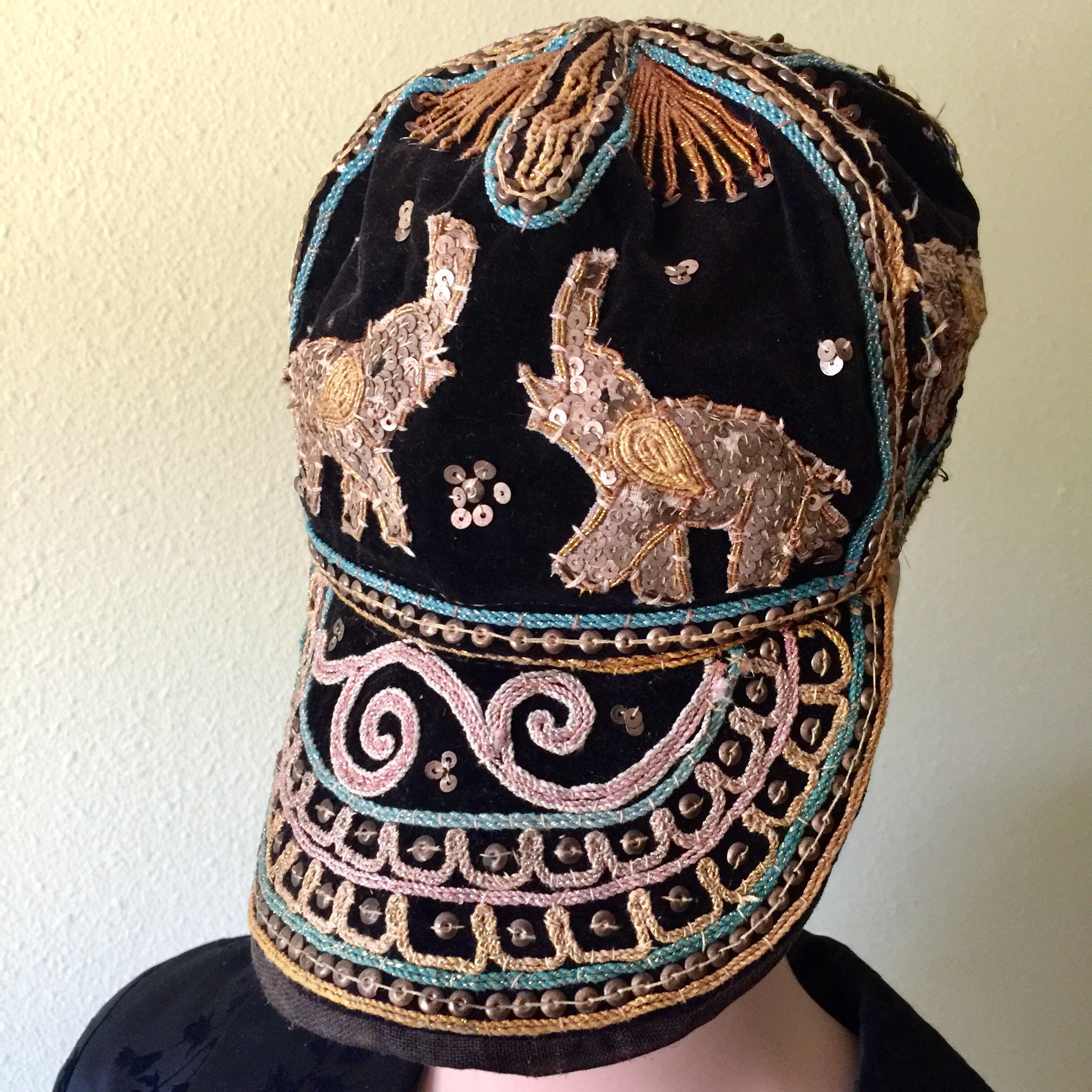 ?? Vintage Hand-Embroidered Elephant Sequin Hat — One of a‎ Kind Elephant Sequin Caps. Pre-order starting on June 21st on www  main image 4