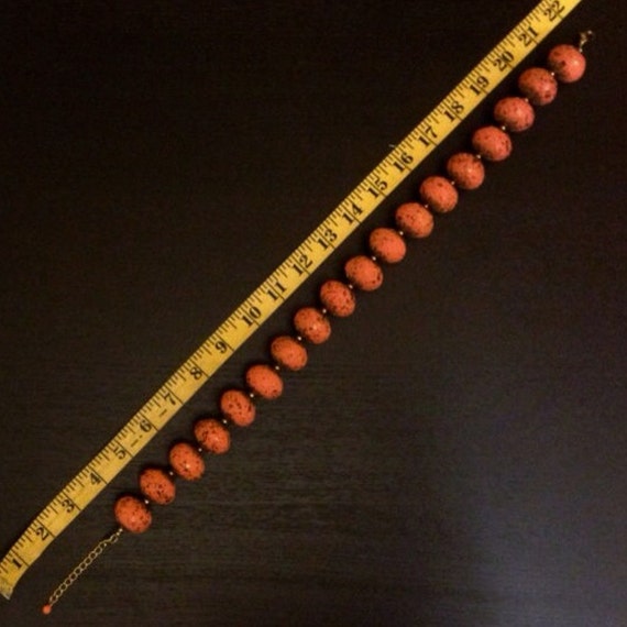 Orange Beaded Statement Necklace Sphere Earring S… - image 4