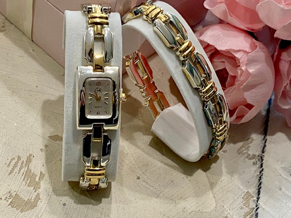 Cache Bracelet Watch Set Link Chain Quartz Silver… - image 7