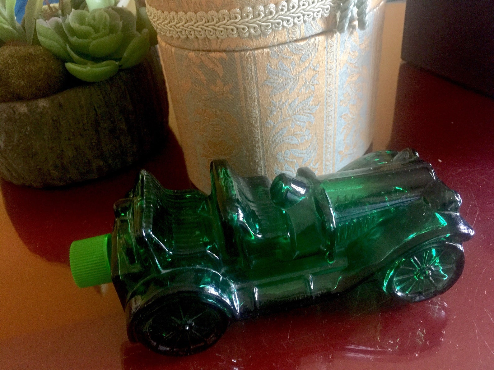 Green Art Glass Classic Car Bottle Cologne Avon 1970s | Etsy