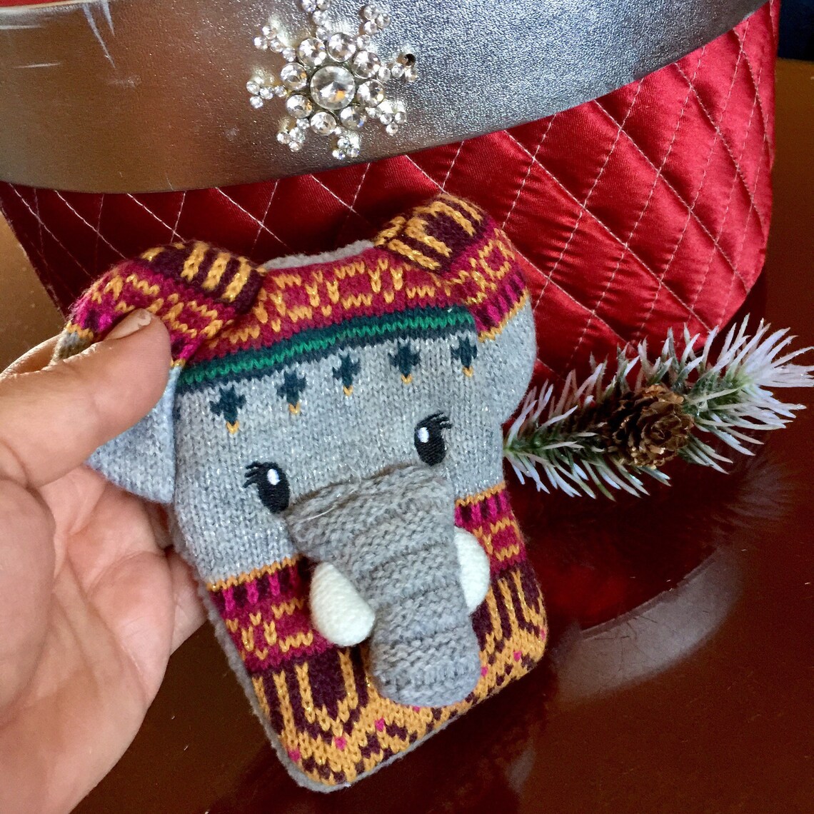 Baby Elephant Hand Warmer Heat Pack Trunk up Winter Knit Toy Etsy