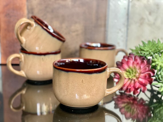 Grandes tazones de sopa marron Sango Nova Loza de barro de mediados de siglo Cocina asiatica minimalista que sirve plato de comida caliente Cena Ceramica Casa de playa Regalo Etsy Mexico