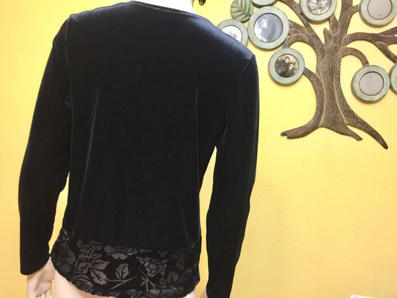 Black Roses Velvet Burnout Lace Cardigan Drape 19… - image 2