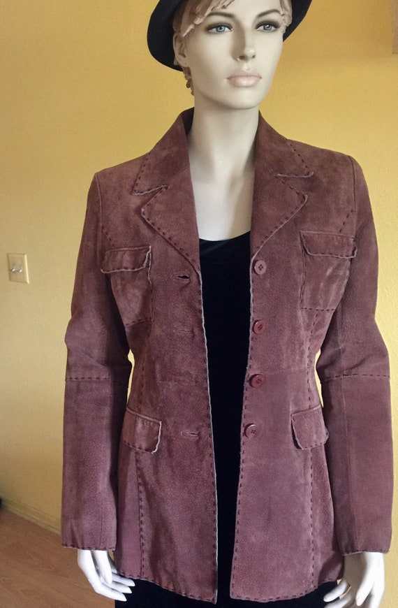 Genuine Leather Suede Tan Jacket Tailored Camel W… - image 1