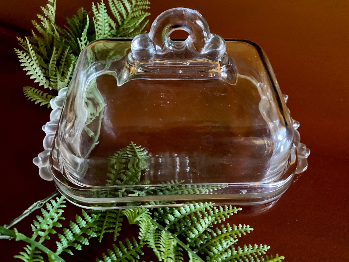 Mikasa Crystal Butter Dish Large Frosted Rosebud Lidded Etsy