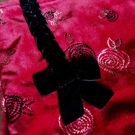 Red Roses Velvet Embroidered Skirt Valentine Blac… - image 5