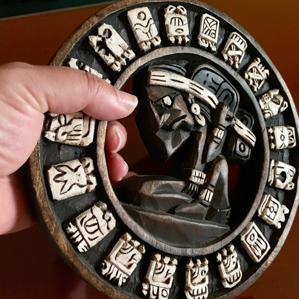 Mayan Solar Calendar Haab Carved Wood Wall Art Aztec Sun Etsy
