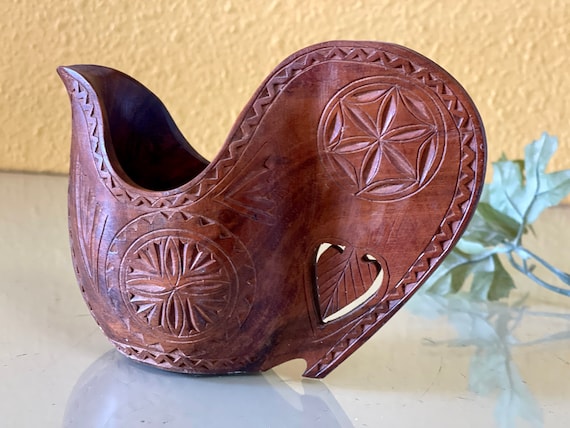 Yugoslavian Shepherds Wedding Cup Wooden Carved Folk Art Slavic